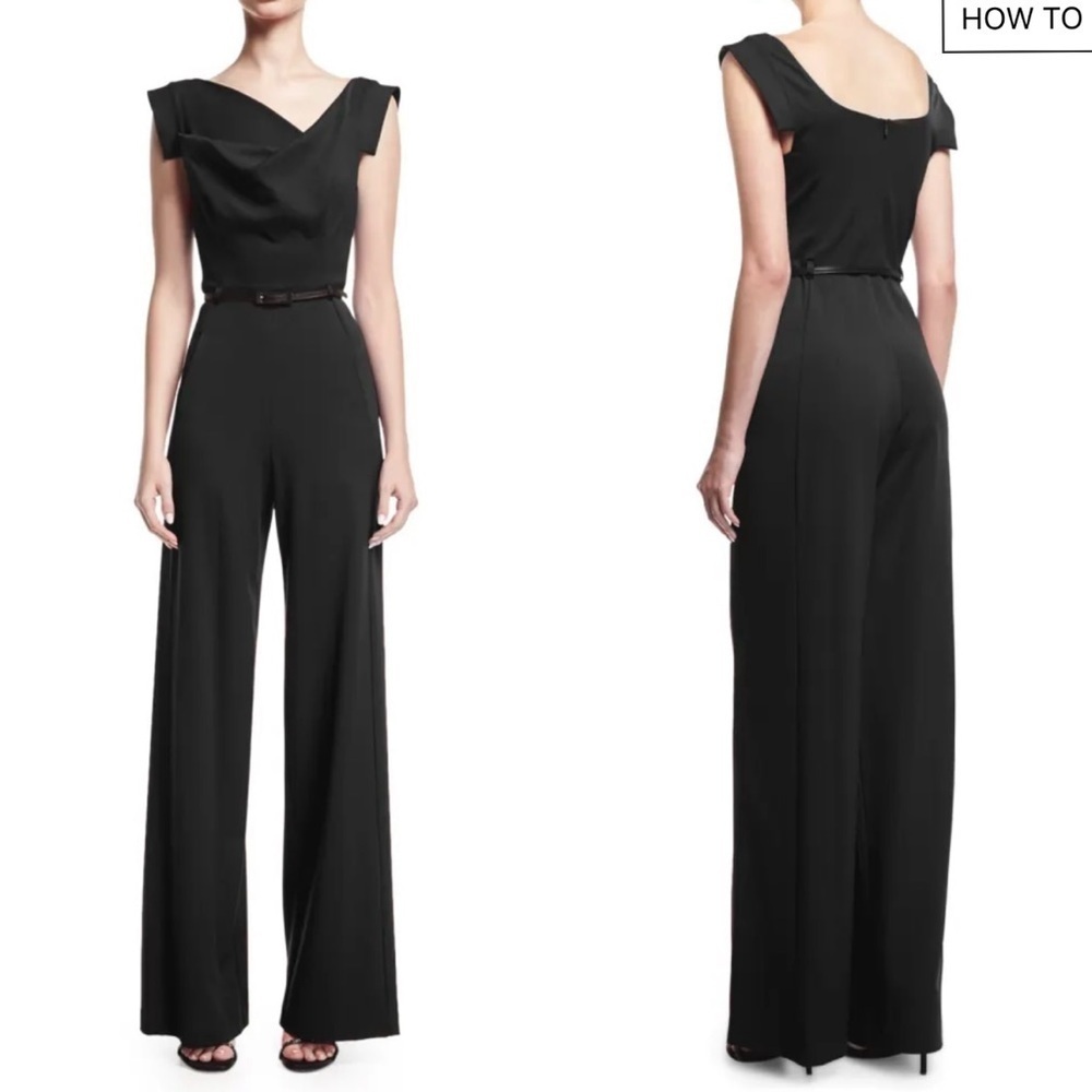 New Black Halo Jackie O Belted Romper Dressy Jumpsuit Black Size 10